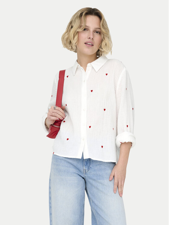 ONLY Cămașă Heart 15332482 Alb Regular Fit