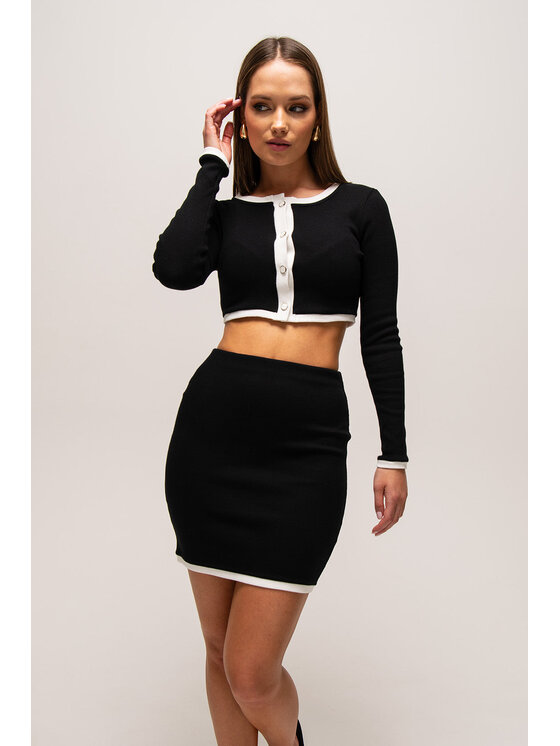 Nudyess Nudyess Minigonna Oreo z prążka Nero Fitted Fit