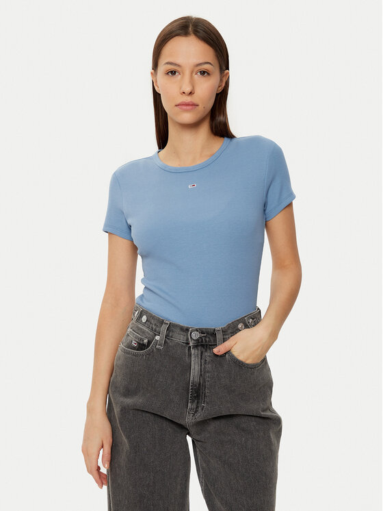 Tommy Jeans Tommy Jeans T-Shirt Essential DW0DW17383 Niebieski Slim Fit