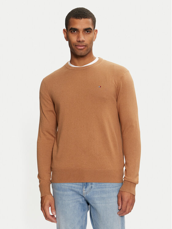 Męski Sweter Tommy Hilfiger, Rozmiar XXL, Beżowy, MW0MW28046