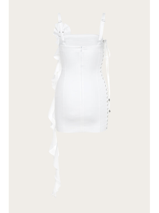 Chérir Paris Chérir Paris Sukienka jeansowa ze sznurowaniem Biały Slim Fit