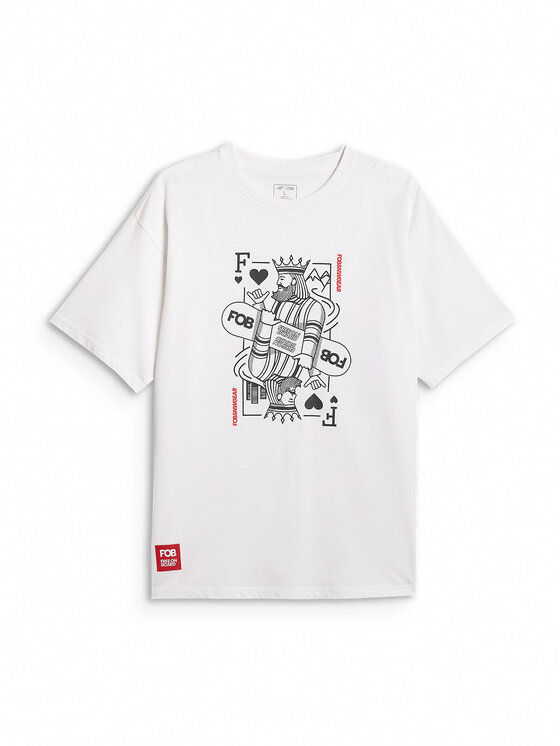 4F 4F T-Shirt FOB Biały Loose Fit