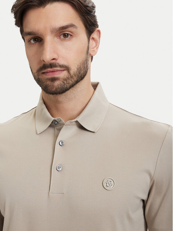 BOSS BOSS Тениска с яка и копчета C-Parris 50555829 Бежов Regular Fit