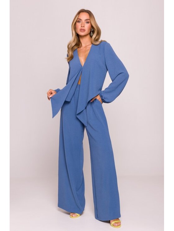 Made of Emotion Made of Emotion Bluzka M861 Granatowy Cropp Fit