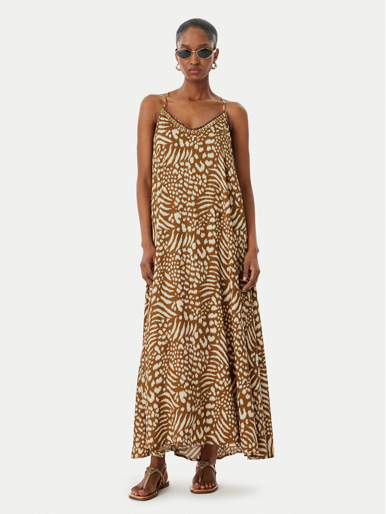 LOLA CASADEMUNT LOLA CASADEMUNT Sukienka letnia LS2616019 Brązowy Regular Fit