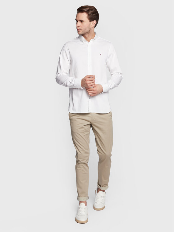 Tommy Hilfiger Tommy Hilfiger Camicia Dobby MW0MW25038 Bianco Slim Fit