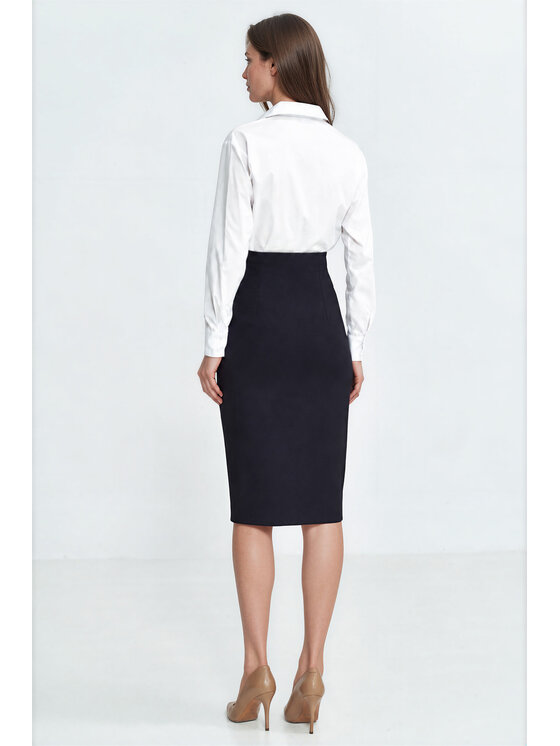 NIFE NIFE Midi sukňa SP94 Čierna Regular Fit