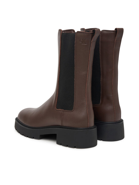 Calvin Klein Calvin Klein Sztyblety Chunky Mid Chelsea Boot Lth YW0YW01909 Brązowy ciemny