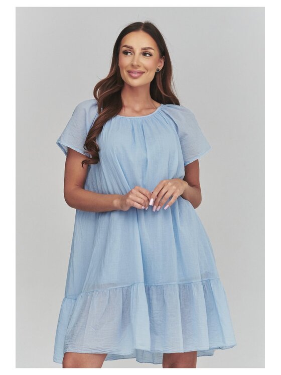 Makadamia Makadamia Sukienka codzienna C63 Niebieski Loose Fit