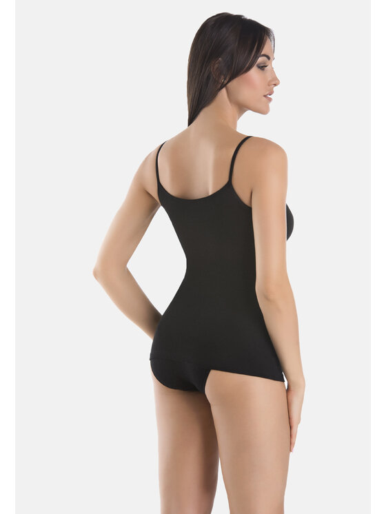 Teyli Teyli Top Koszulka bambusowa na ramiączkach Layla Czarny Standard Fit