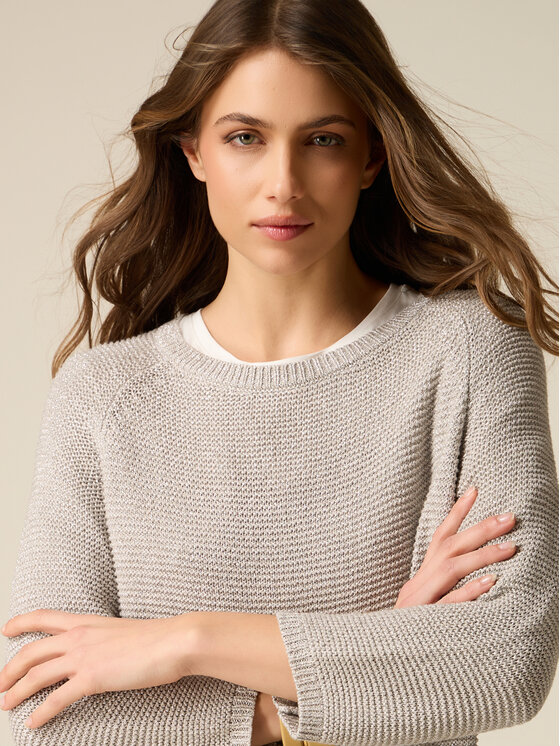 Oltre Oltre Sweter M036J005338N013 Srebrny Regular Fit