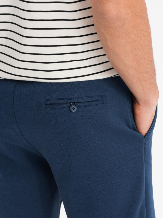 Ombre Ombre Szorty materiałowe OM-SRCS-0169 Granatowy Slim Fit
