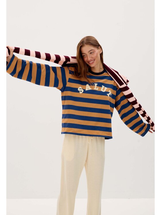 Mirons Mirons Longsleeve Print Kolorowy Regular Fit