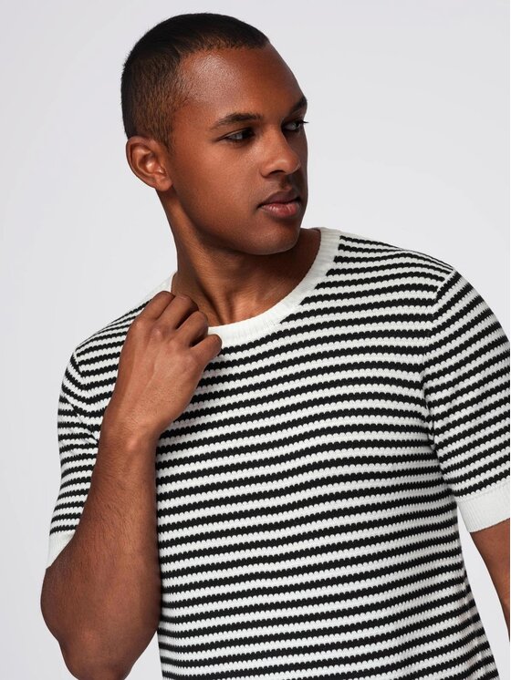 Ombre Ombre T-Shirt OM-TSCT-0255 Czarny Slim Fit
