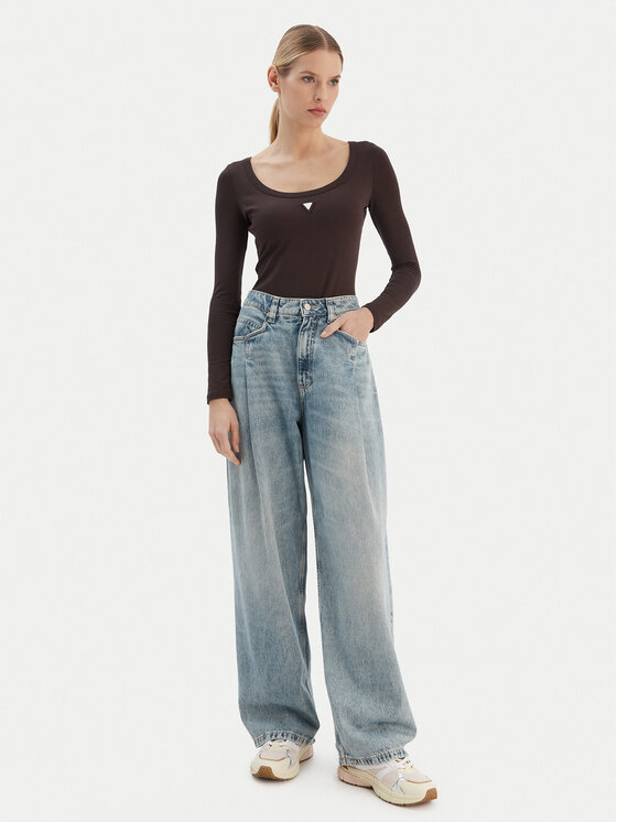 Guess Guess Боді V4YP07 J1314 Коричневий Slim Fit