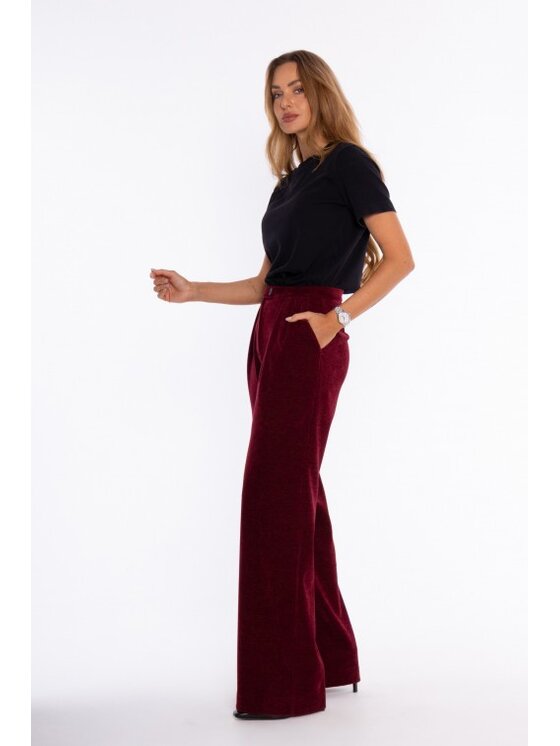 Made of Emotion Made of Emotion Spodnie materiałowe M932 Bordowy Wide Leg