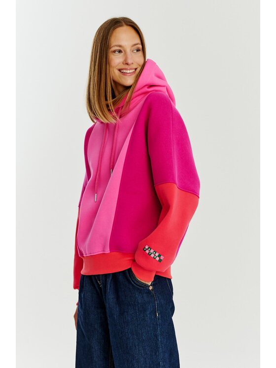 NAOKO NAOKO Mikina Flameberry Ružová Oversize
