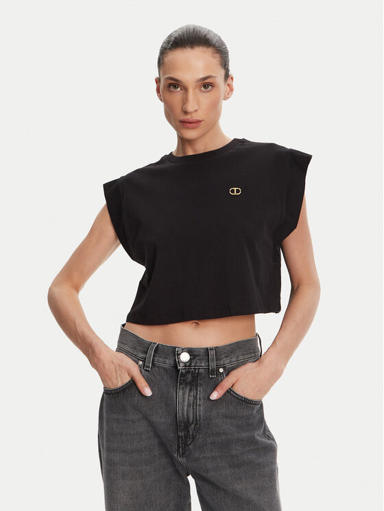 TWINSET TWINSET T-Shirt 251TT2043 Czarny Regular Fit