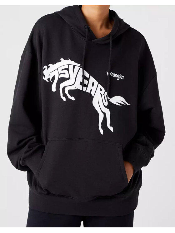 Wrangler Wrangler Felpa 75TH ANNI HOODIE Nero Loose Fit