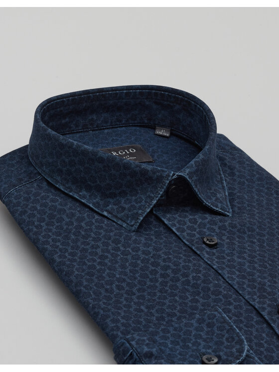Borgio Borgio Koszula denice_00616 Granatowy Slim Fit