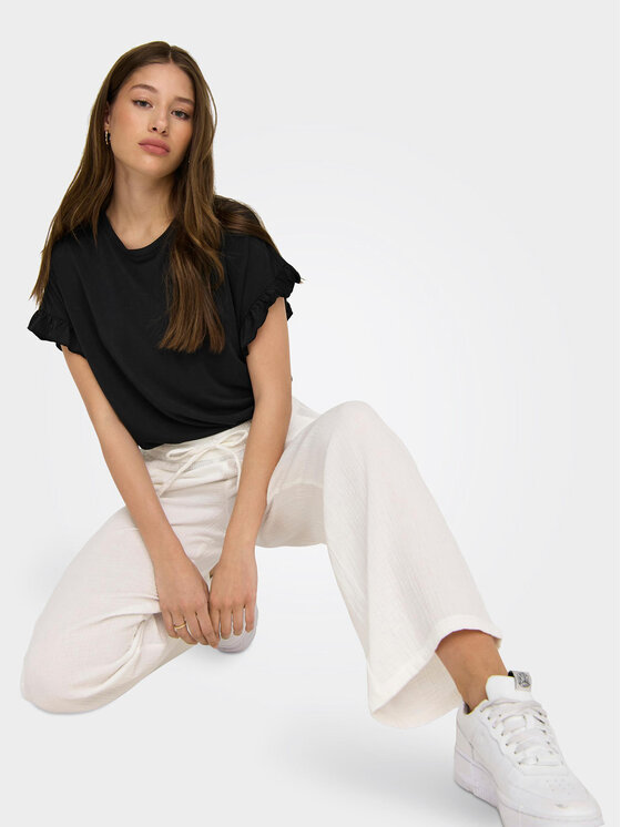 ONLY ONLY Pantaloni in maglia Thyra 15296375 Bianco Comfort Fit