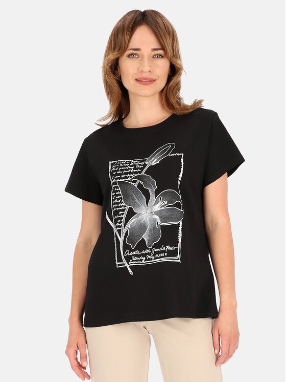 Perso Perso T-Shirt TCE242339F Czarny Regular Fit