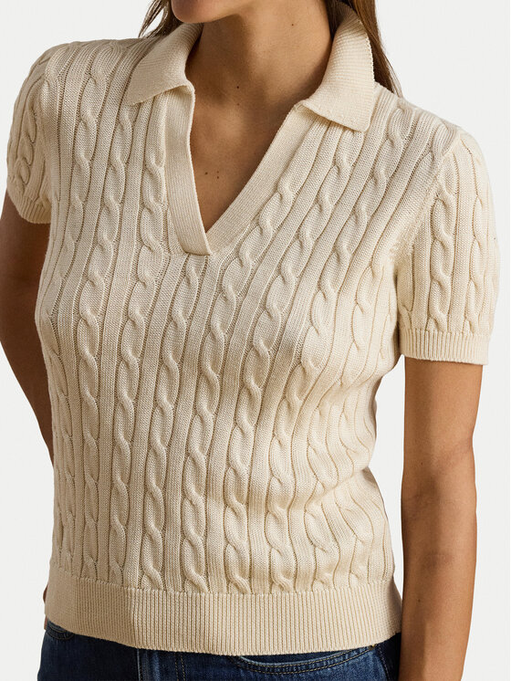 LAUREN RALPH LAUREN LAUREN RALPH LAUREN Тениска с яка и копчета 200P14041001 Кремав Regular Fit