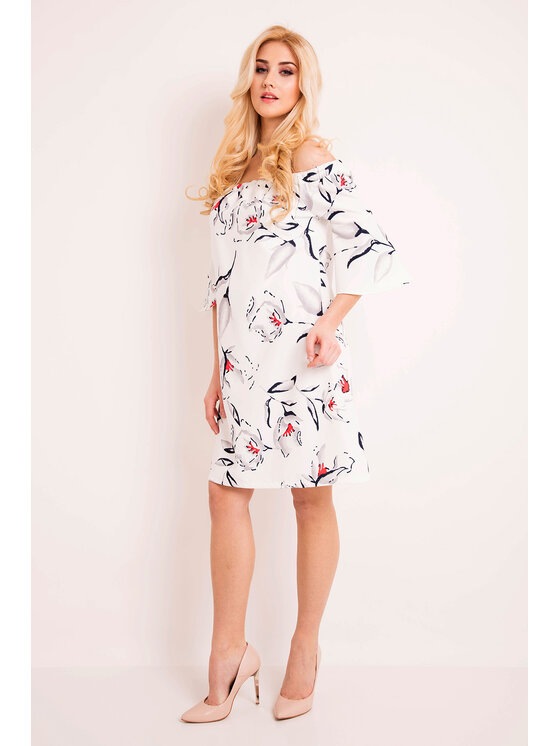 Awama Awama Letné šaty L036 Écru Basic Fit