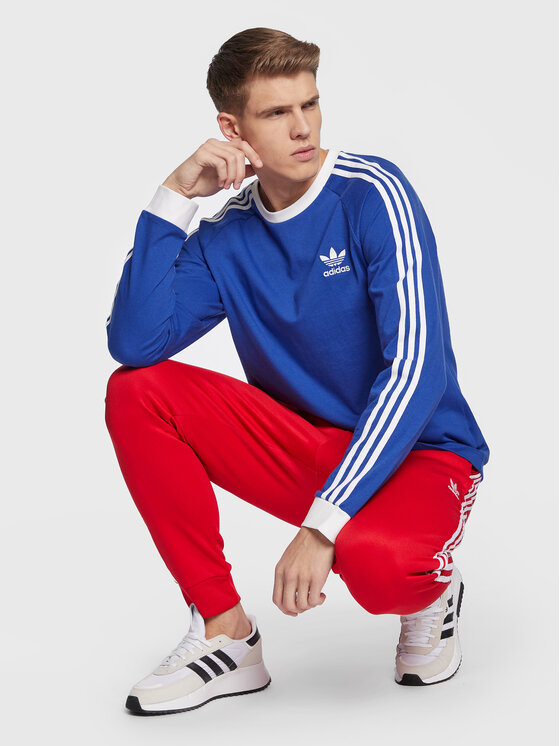 adidas adidas Marškinėliai ilgomis rankovėmis Adicolor Classics 3-Stripes Long-Sleeve Top IA4878 Mėlyna Slim Fit
