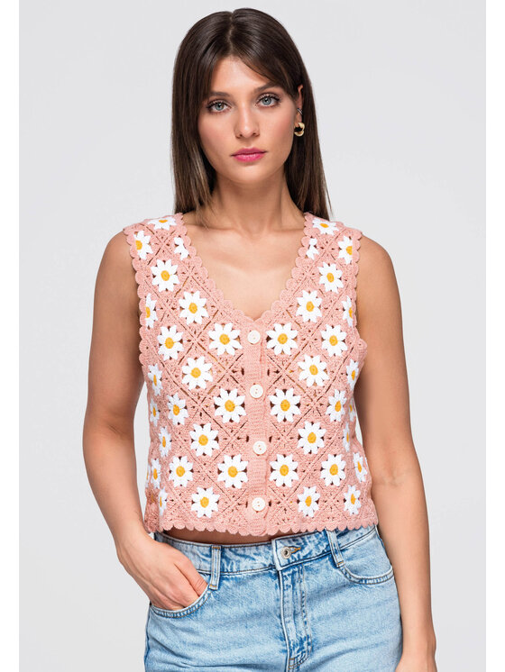 Ombre Ombre Bluzka OW-TS-E0047 Różowy Loose Fit
