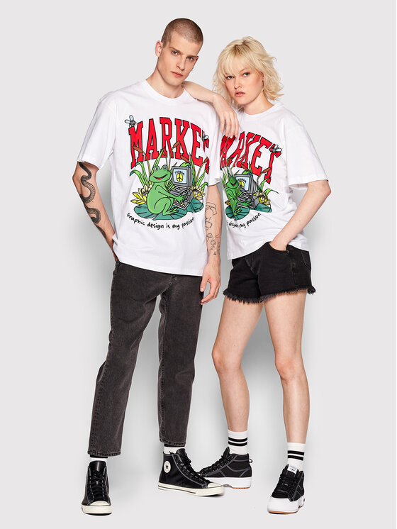 Market Market Majica Unisex SMILEY Passionate Frog 399001091 Bela Relaxed Fit