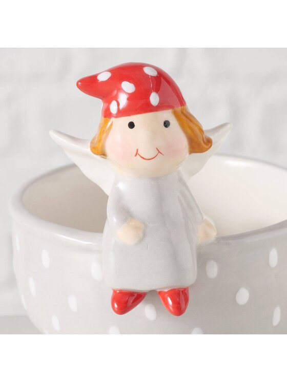 MIAhome MIAhome Świecznik z aniołkiem szary 10x9 cm Szary