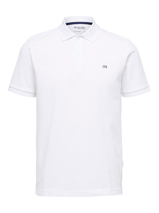 Selected Homme Selected Homme Тениска с яка и копчета 16087839 Бял Regular Fit