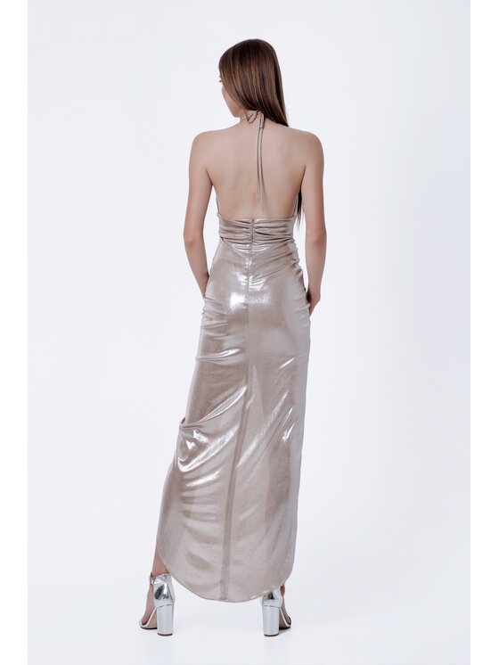 sax35th sax35th Sukienka STARLIGHT Beżowy Slim Fit