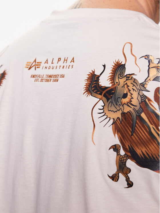 Alpha Industries T-Shirt Dragon EMB T 136506 Écru Regular Fit
