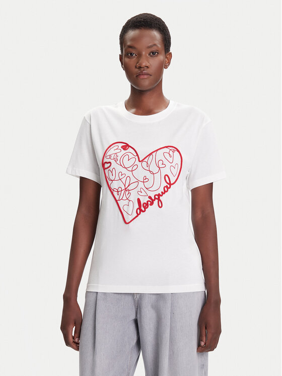Desigual Desigual Majica Roma 25WWTK50 Bela Regular Fit