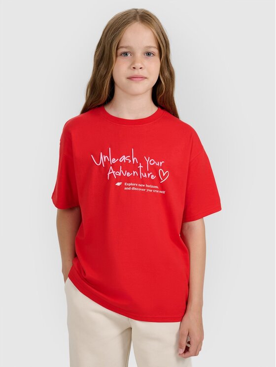 4F 4F T-shirt 4FJRAW25TTSHF3188-62S Rosso Oversize