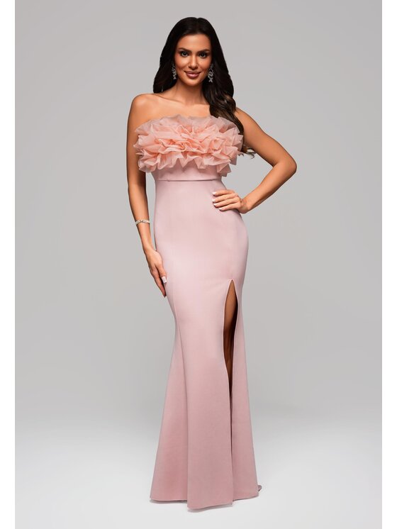 Ombre Ombre Sukienka wieczorowa LA-OM-DLR119 Różowy Slim Fit