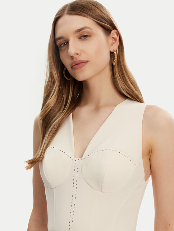 Elisabetta Franchi Elisabetta Franchi Kokteilinė suknelė AB-706-51E2-193 Écru Slim Fit
