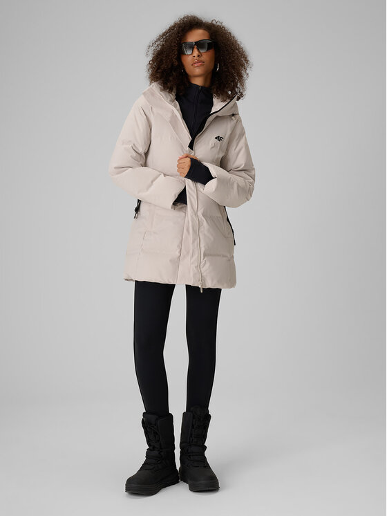 4F 4F Kurtka puchowa CITY JACKETS Szary jasny Slim Fit