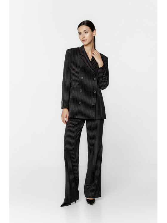 Pilawski Pilawski Marynarka MARYNARKA W PRĄŻEK DAMSKA Czarny Slim Fit