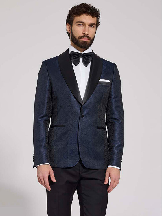 VILLARO VILLARO Marynarka SMOMAR040 Granatowy Slim Fit