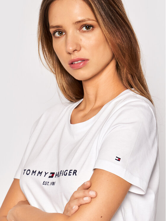 Tommy Hilfiger Tommy Hilfiger T-shirt Heritage C-Nk WW0WW31999 Bijela Regular Fit
