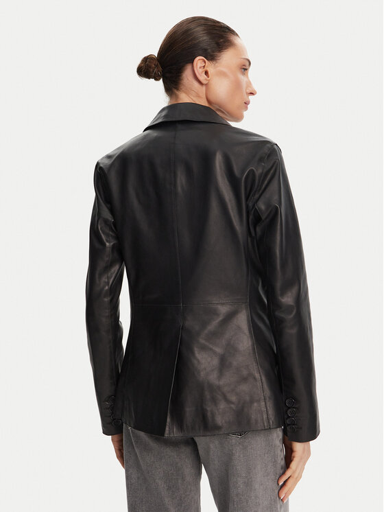 Serge Pariente Serge Pariente Kurtka skórzana Caprice Czarny Slim Fit