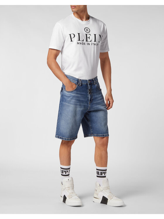 PHILIPP PLEIN PHILIPP PLEIN Szorty jeansowe 9243 Niebieski jasny Loose Fit