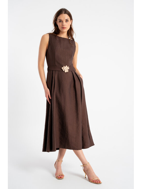 CLICK CLICK Φόρεμα καθημερινό 70-845 Καφέ Comfortable Fit