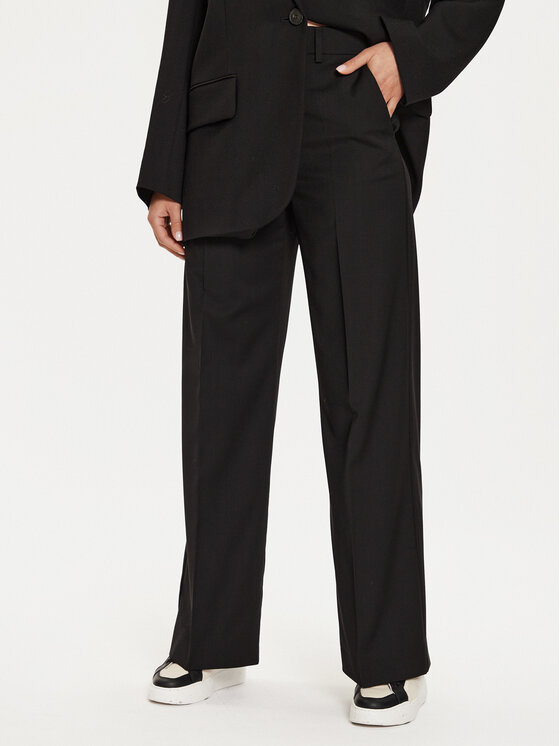Weekend Max Mara Bavlnené nohavice Visivo 2425136041 Čierna Relaxed Fit