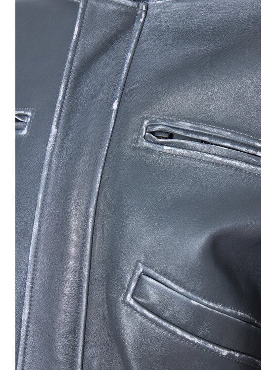 Epuzer Epuzer Giacca di pelle vintage leather Grigio Oversize