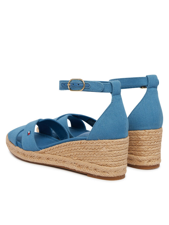 Tommy Hilfiger Tommy Hilfiger Espadryle Hemp Crossover Strap Wedge Espadrilles FW0FW09332 Niebieski