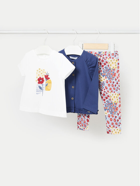 Mayoral Mayoral Комплект тишърт, пуловер и клин 01735 Син Slim Fit